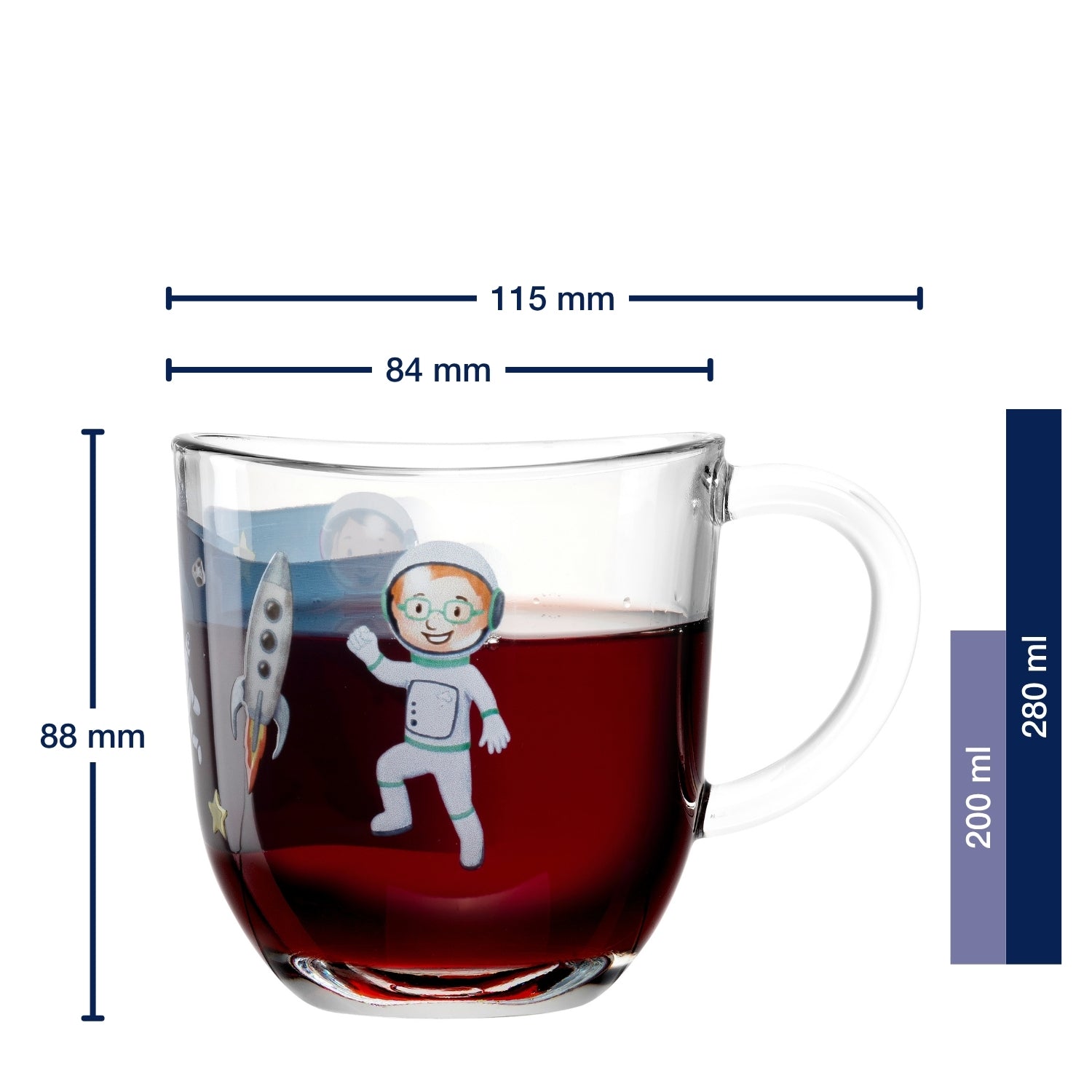Massangaben zu Tasse BAMBINI AVVENTURA 280 ml Weltall