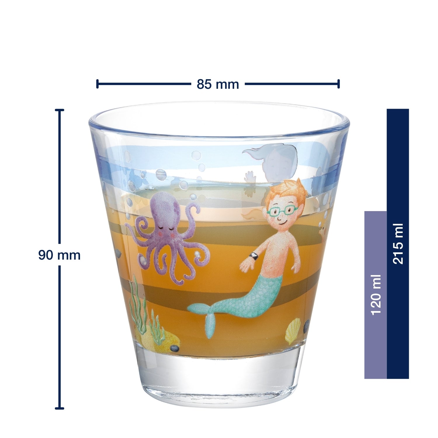 Massangaben zu Trinkglas BAMBINI AVVENTURA 215 ml Meer 6er-Set