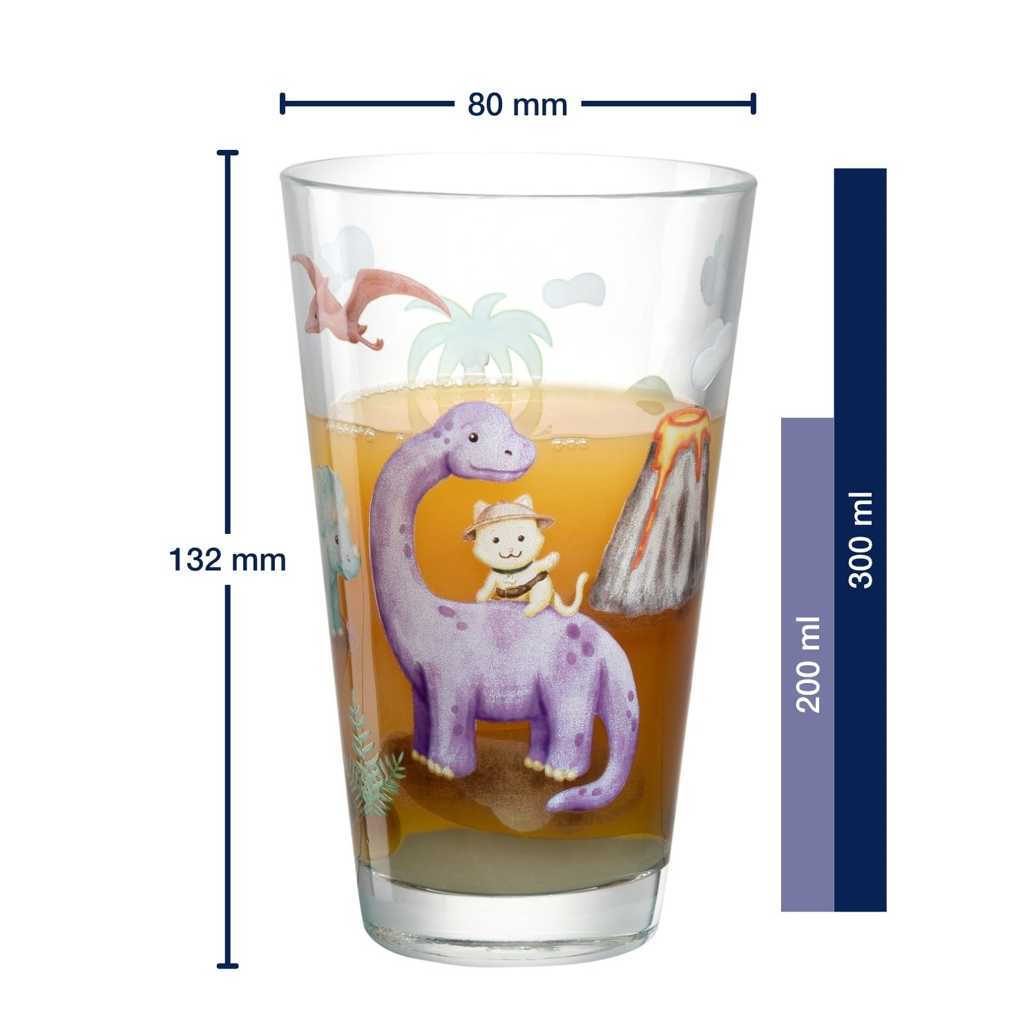 Massangaben zu Trinkglas BAMBINI AVVENTURA 300ml Dino 6er-Set