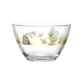 Schale BAMBINI AVVENTURA mit Dinosaurier und Naturmotiven auf weißem Hintergrund