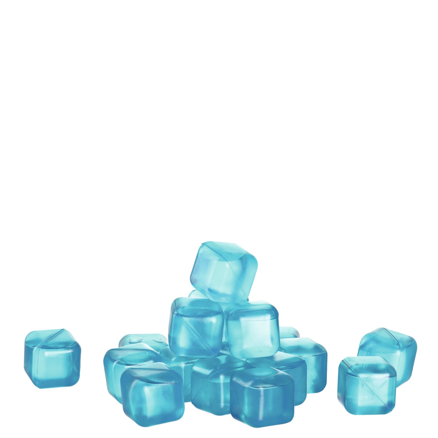 Eiswürfel FRESCO blau 18er-Set, angeordnet auf weißem Hintergrund