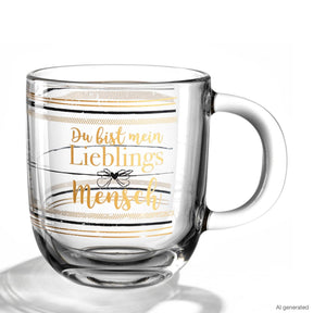 Tasse EMOZIONE mit goldfarbener Gravur "Du bist mein Lieblingsmensch