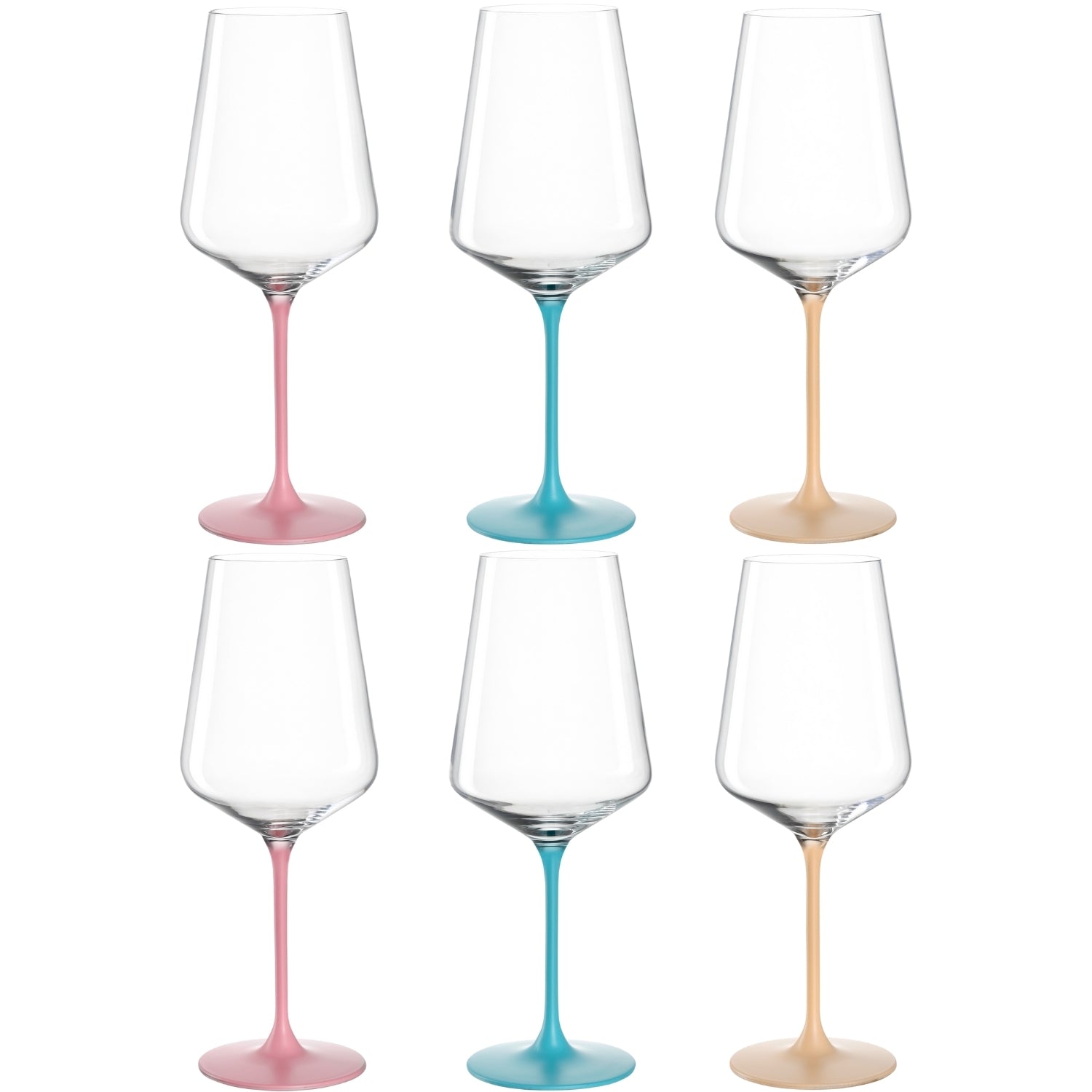 Kelchglas BRERA 560 ml 6er-Set in Rosa, Türkis und Beige