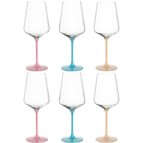Kelchglas BRERA 560 ml 6er-Set in Rosa, Türkis und Beige