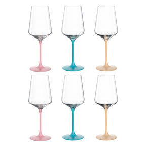 Kelchglas BRERA 400 ml 6er-Set in Rosa, Teal und Beige