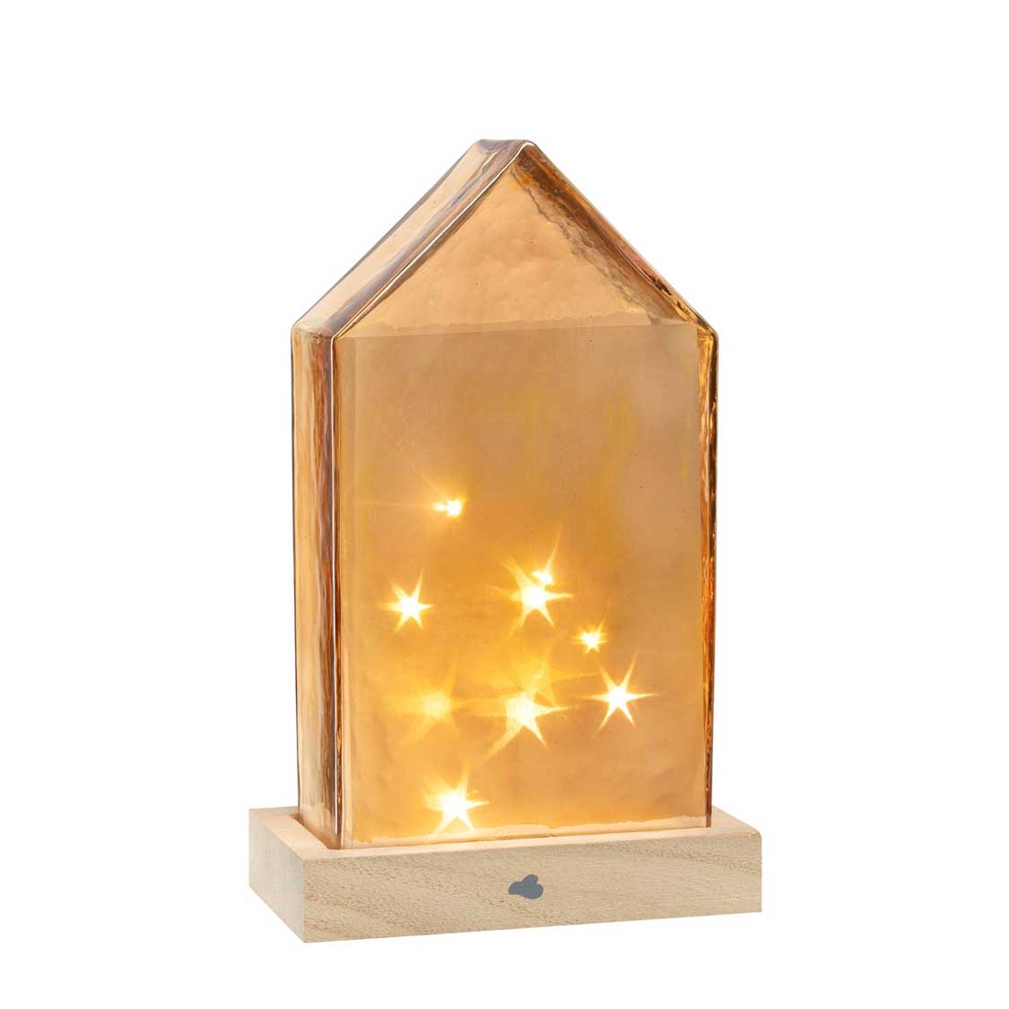 LED Haus 22 cm amber MAGICO mit leuchtenden Sternen