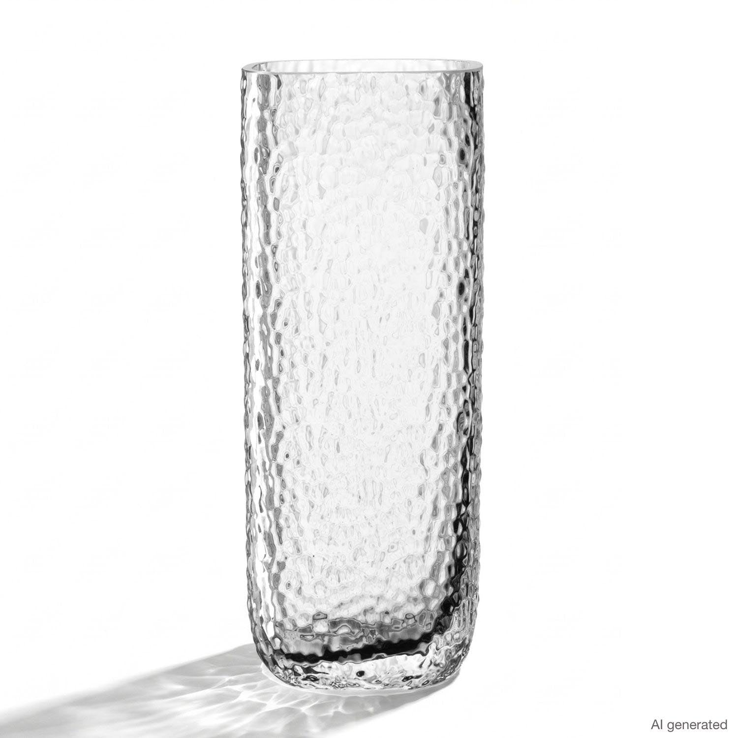 Vase MARTELLO mit strukturierter, gehämmerter Oberflächenstruktur auf weißem Hintergrund