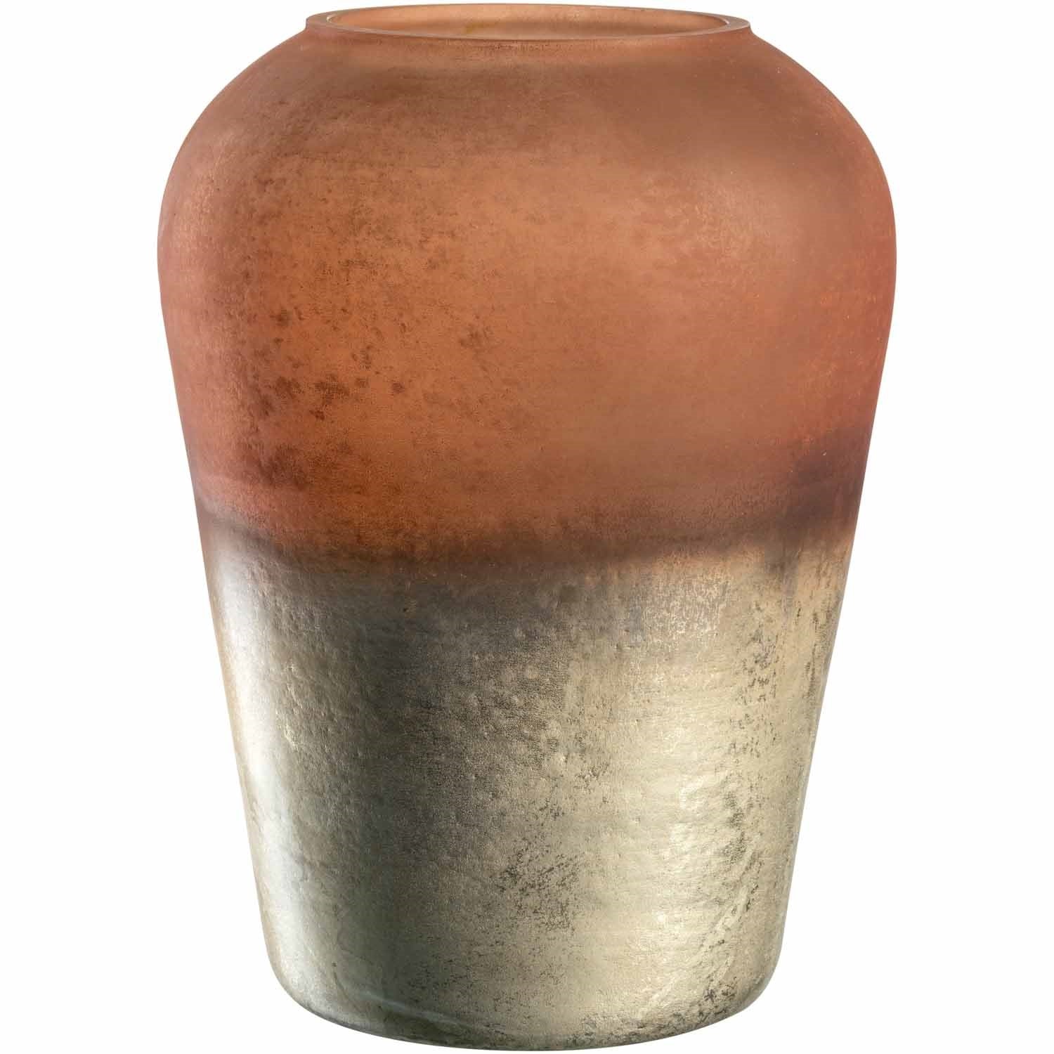Vase CAPANNA mit burgunderroter Oberseite und silbernem Glasperlmutt-Farbverlauf unten
