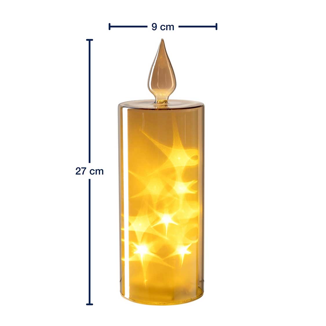 Massangaben zu LED Kerze CAPANNA 27 cm gold