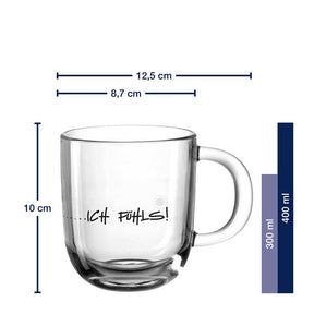 Tasse EMOZIONE 400 ml mit Gravur und Massangaben