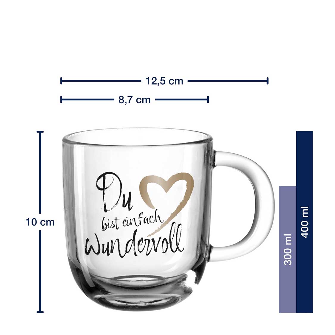 Massangaben zu Tasse EMOZIONE 400 ml ‚Du bist einfach wundervoll