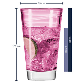 Massangaben zu Trinkglas VARIO 280 ml mit Getränk und Limettenscheibe