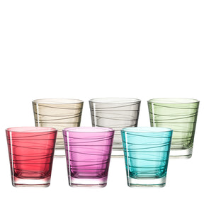Trinkglas VARIO 250 ml 6er-Set in verschiedenen Farben mit Rillenstruktur