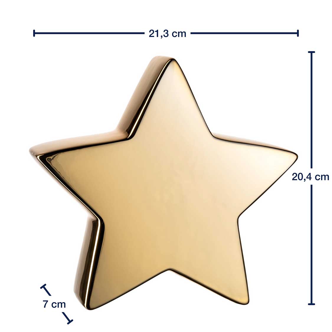Massangaben zu Keramikstern 20 cm gold MAGICO