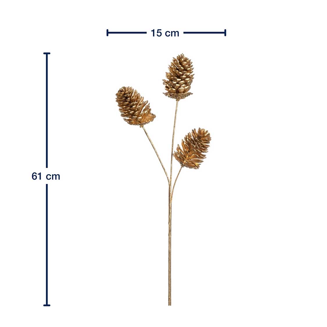 Massangaben zu Zapfenzweig 61 cm gold CAPANNA