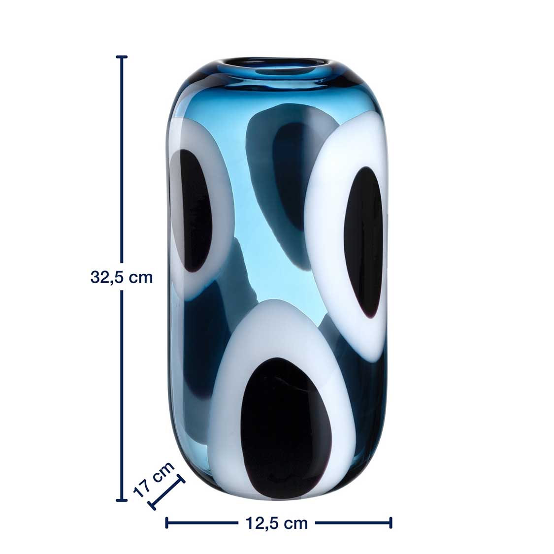 Massangaben zu Vase OCCHI BLU 33 cm