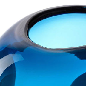 Vase OCCHI BLU, blaues Glas, Detailansicht des ovalen Randes