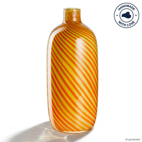 Vase FILO COLORI mit diagonalem Streifenmuster in Gelb und Orange