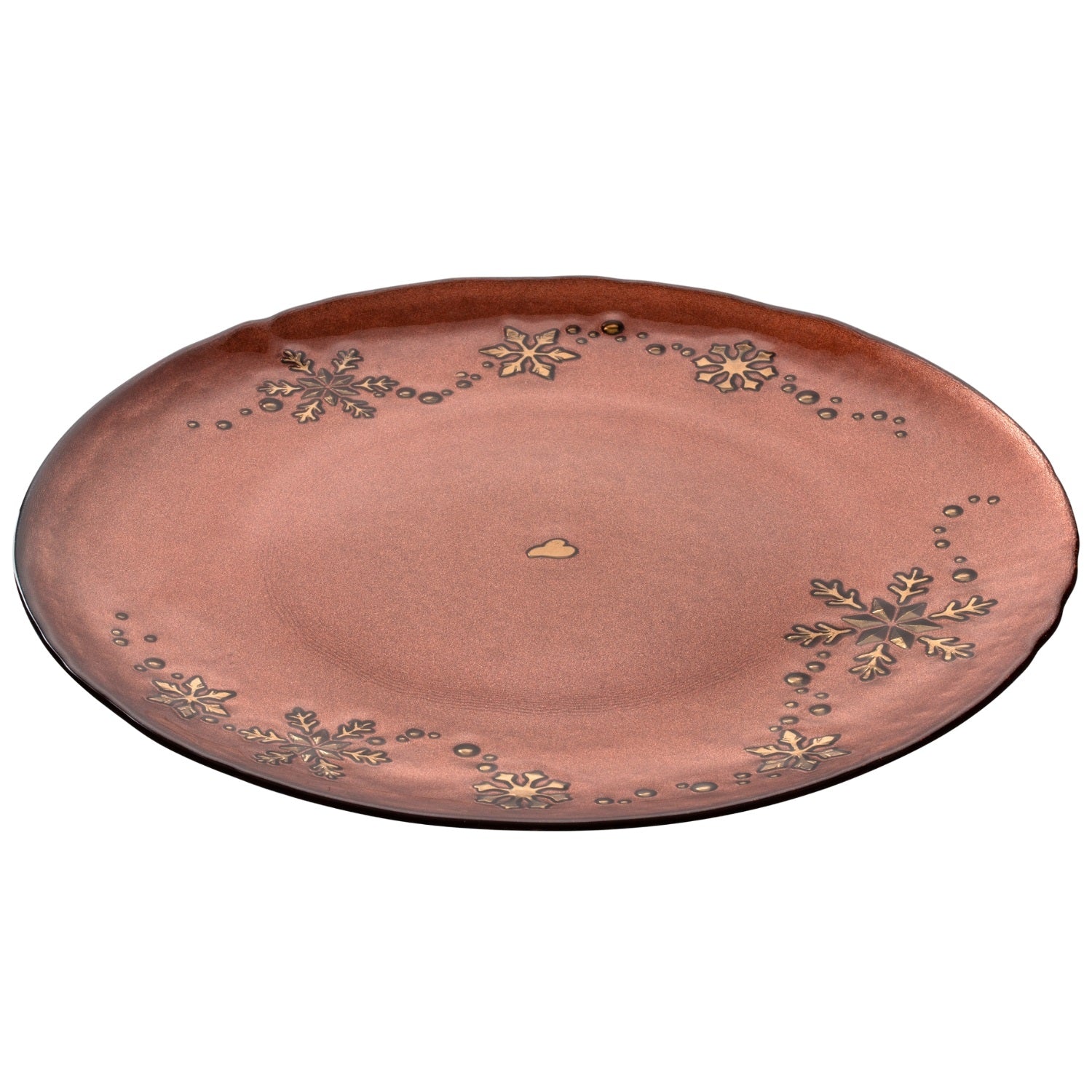 Teller 27cm rot AUTENTICO mit Schneeflocken-Dekor in Gold