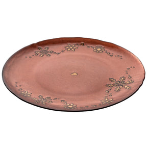 Teller 27cm rot AUTENTICO mit Schneeflocken-Dekor in Gold