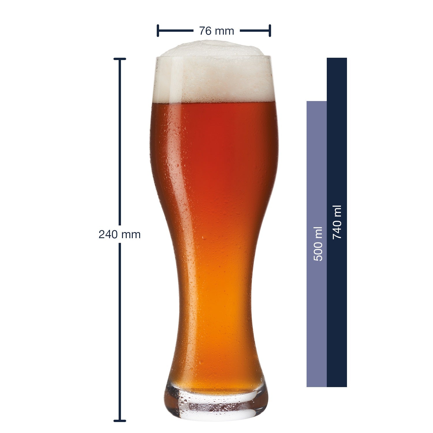 Massangaben zum Weizenbierglas TAVERNA 500 ml