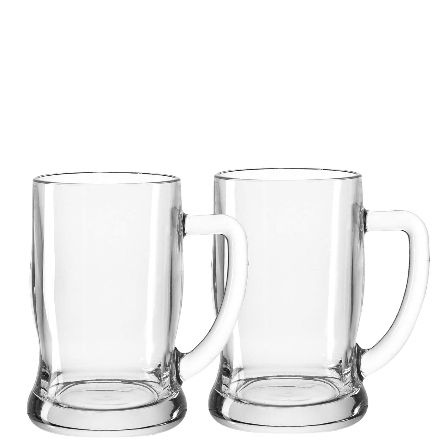 Zwei Bierseidel TAVERNA aus klarem Glas nebeneinander