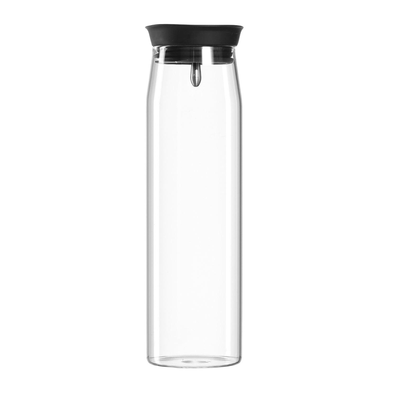Wasserkaraffe BRIOSO 1 l mit schwarzem Deckel, transparent, isoliert freigestellt