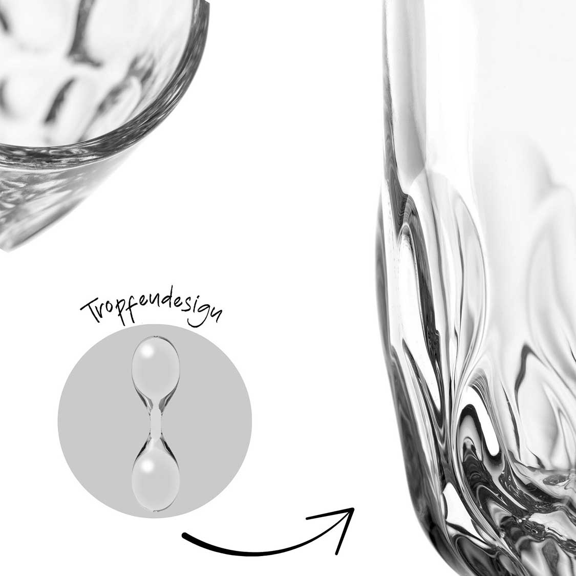 Espressoglas GOCCE 60ml, klares Glas, zwei Gläser von schräg oben fotografiert