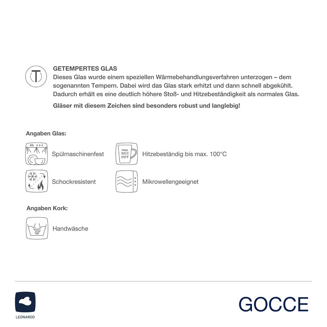 Pflegeanleitung und Produktmerkmale für Untersetzer GOCCE