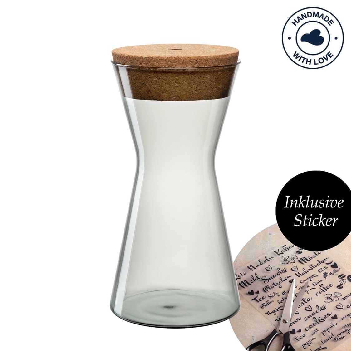 Dose FORMA X mit Korkdeckel, inklusive Sticker