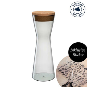 Dose FORMA X mit Korkdeckel, Glaszylinder, inklusive Sticker