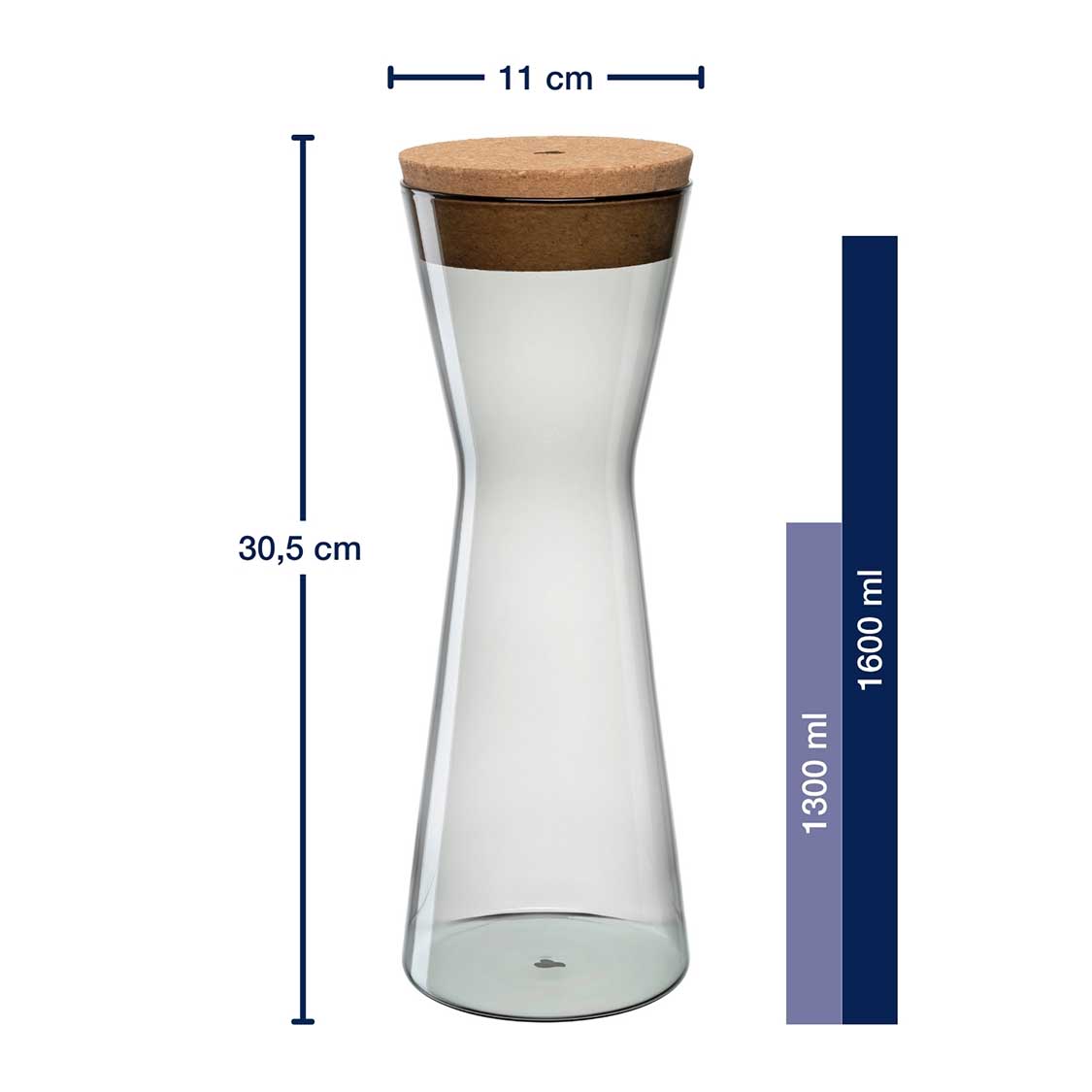 Massangaben zur Dose FORMA X mit Korkdeckel und Füllvolumen