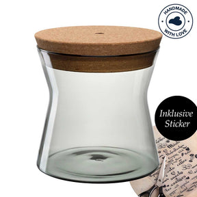 Dose FORMA X mit Korkdeckel, Glasbehaeltnis, inklusive Sticker