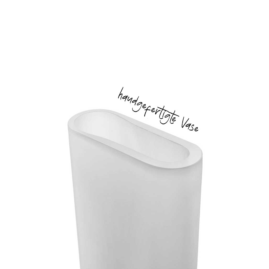 Vase TURNO 34 cm satiniert, ovale Form, Glasoberfläche