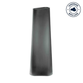 Vase TURNO 42 cm grau satiniert vor weißem Hintergrund