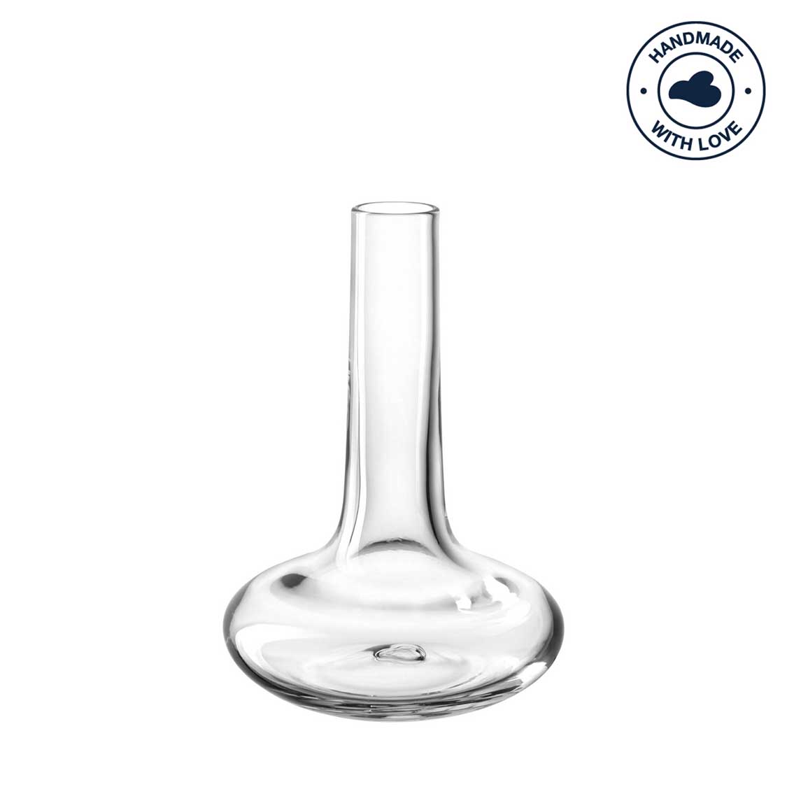 Solifleurvase ARIA aus klarem Glas vor weißem Hintergrund