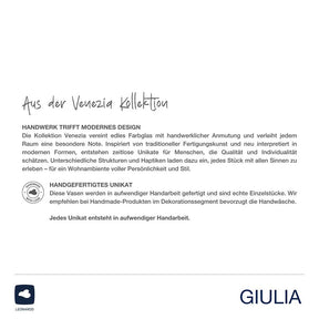 Produktverpackung und Informationstext zur Venezia Kollektion und GIULIA Serie