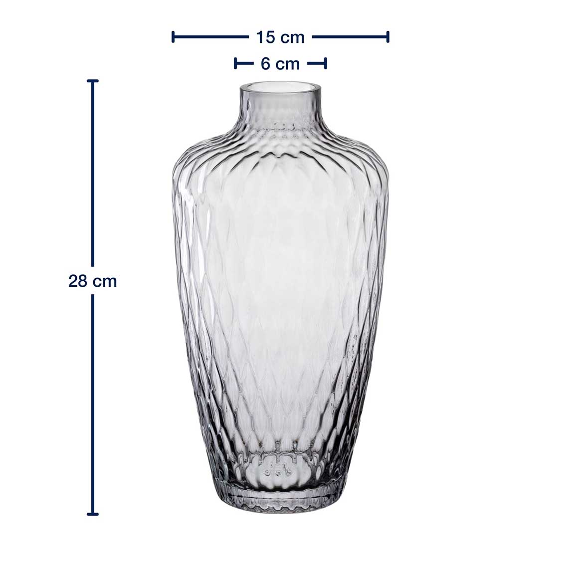 Messangaben zu Vase GIULIA 28 cm grau