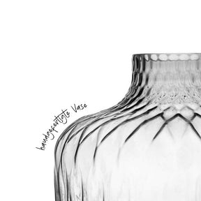 Vase GIULIA 38 cm grau, Detailansicht gerillter Rand und Hals
