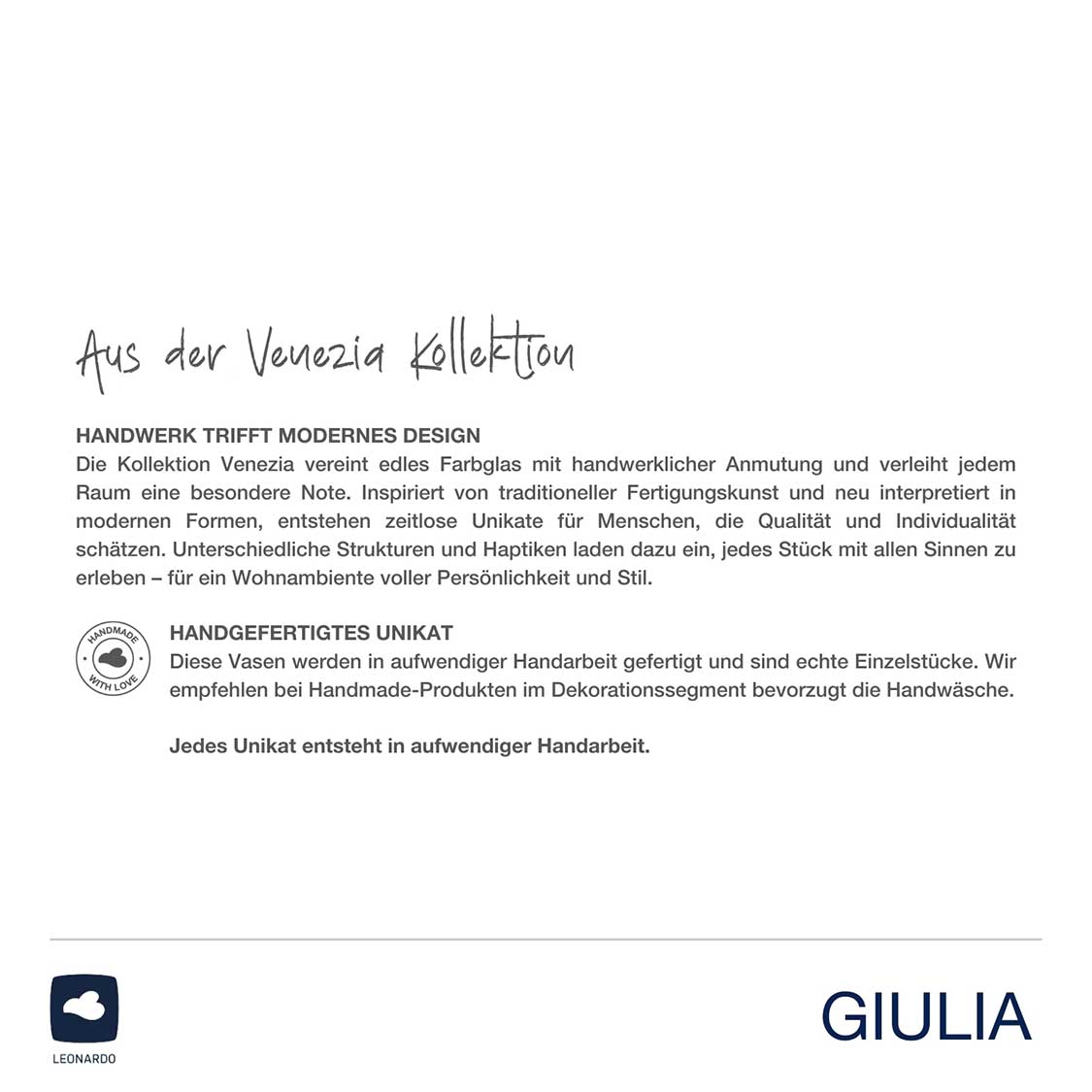 Produktinformationen und Handwerksbeschreibung zur Vase GIULIA