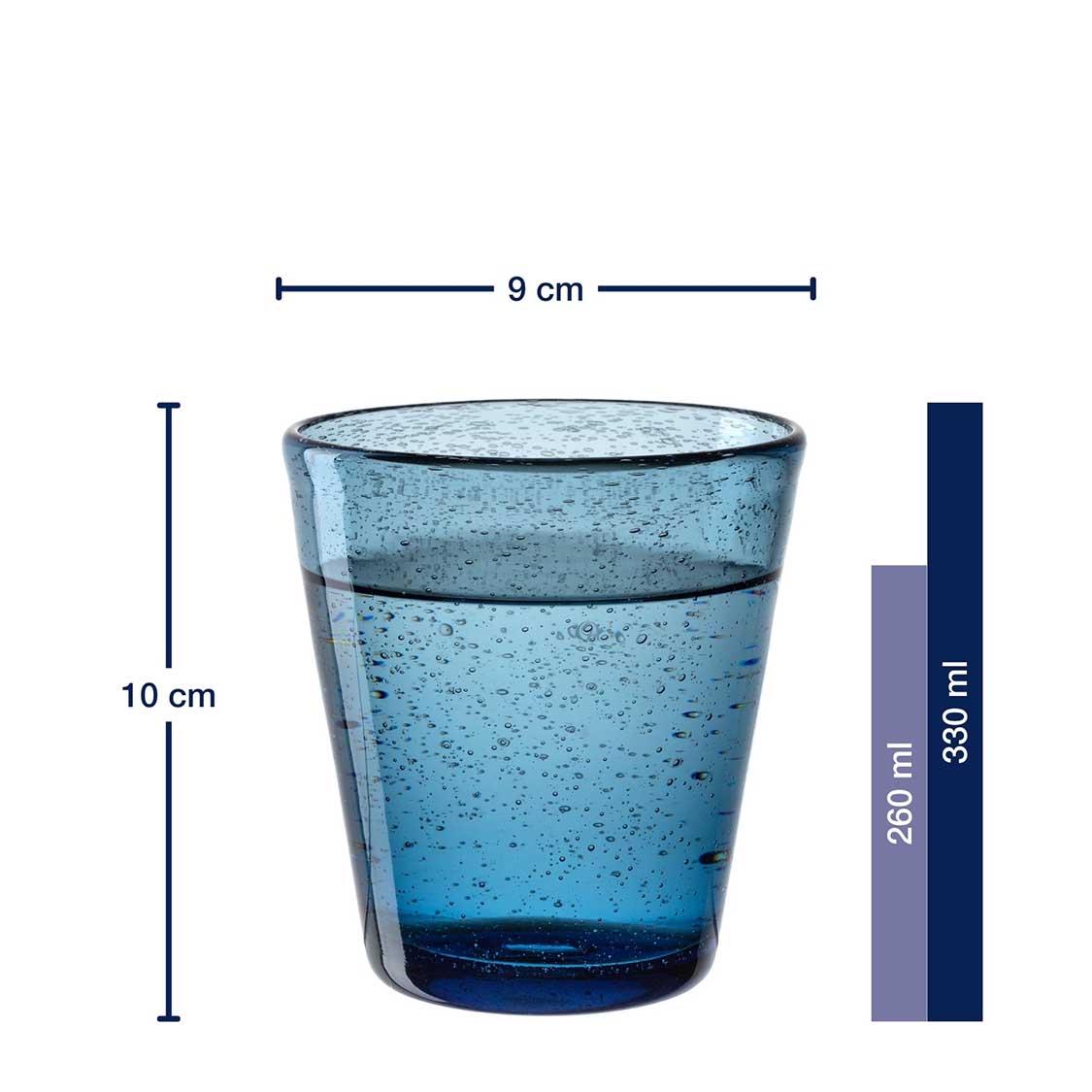 Massangaben zu Trinkglas BURANO 330 ml kalte Farben 4er-Set