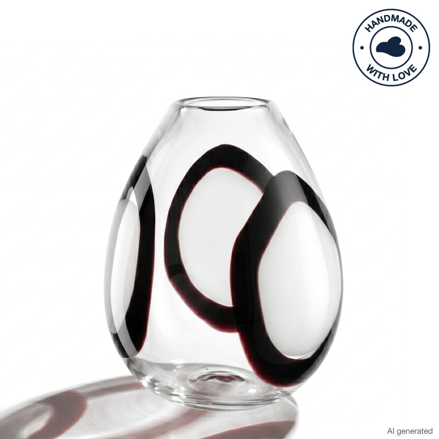 Vase OCCHI BIANCHI mit schwarzen ovalen Motiven, weißer Hintergrund
