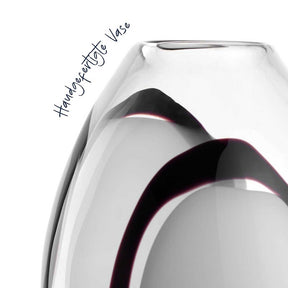 Vase OCCHI BIANCHI, weiße Glasvase mit schwarzen Designelementen, Detailansicht