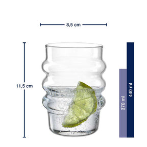 Trinkglas SOLE mit Wasser und Limettenscheibe, Massangaben
