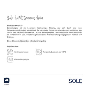 Produktinformationen und Pflegeanleitung zum Trinkglas SOLE