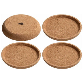 Korkuntersetzer GOCCE 9 cm 4er-Set in Beige, vier Untersetzer und Deckel mit Loch