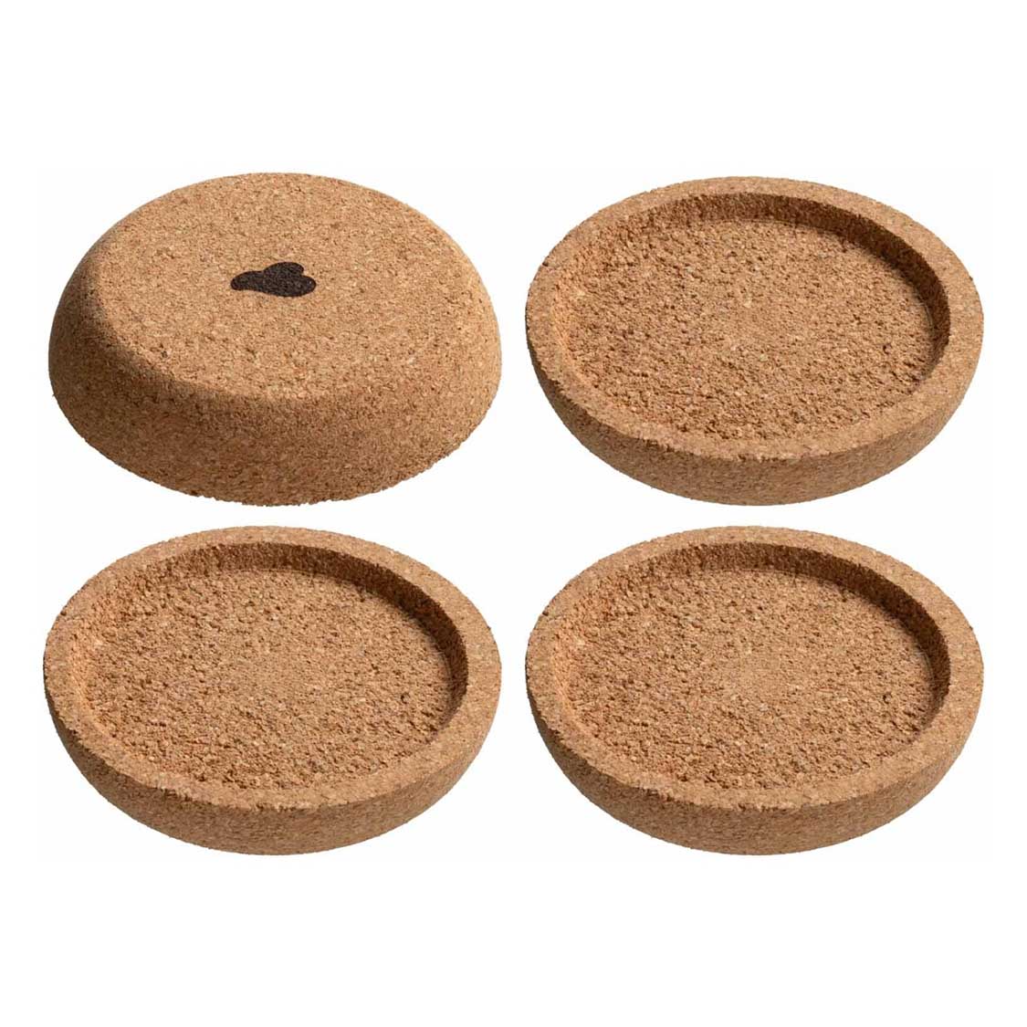 Korkuntersetzer GOCCE 6er-Set, vier flache und eine gewölbte Form mit Loch