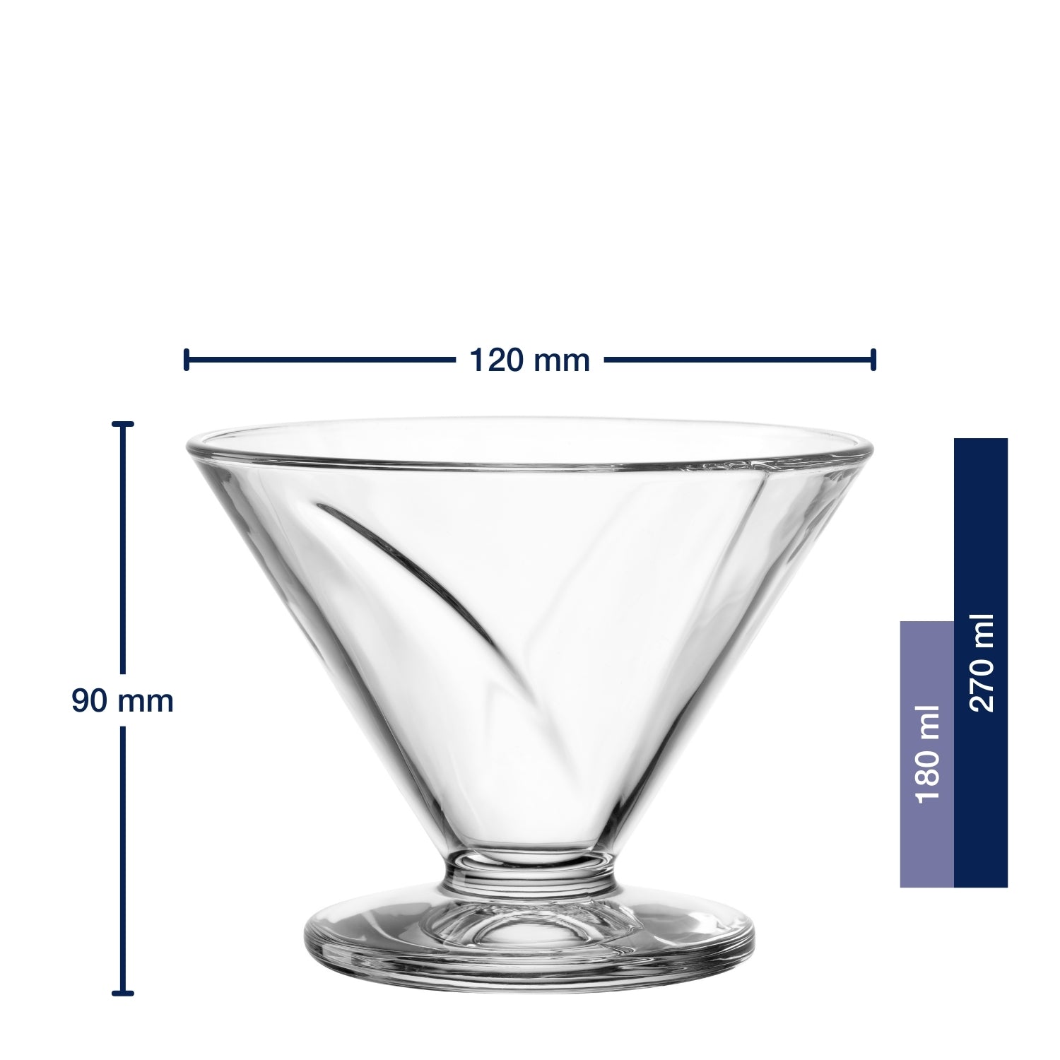 Massangaben zur Eisschale aus Glas CONO 270 ml
