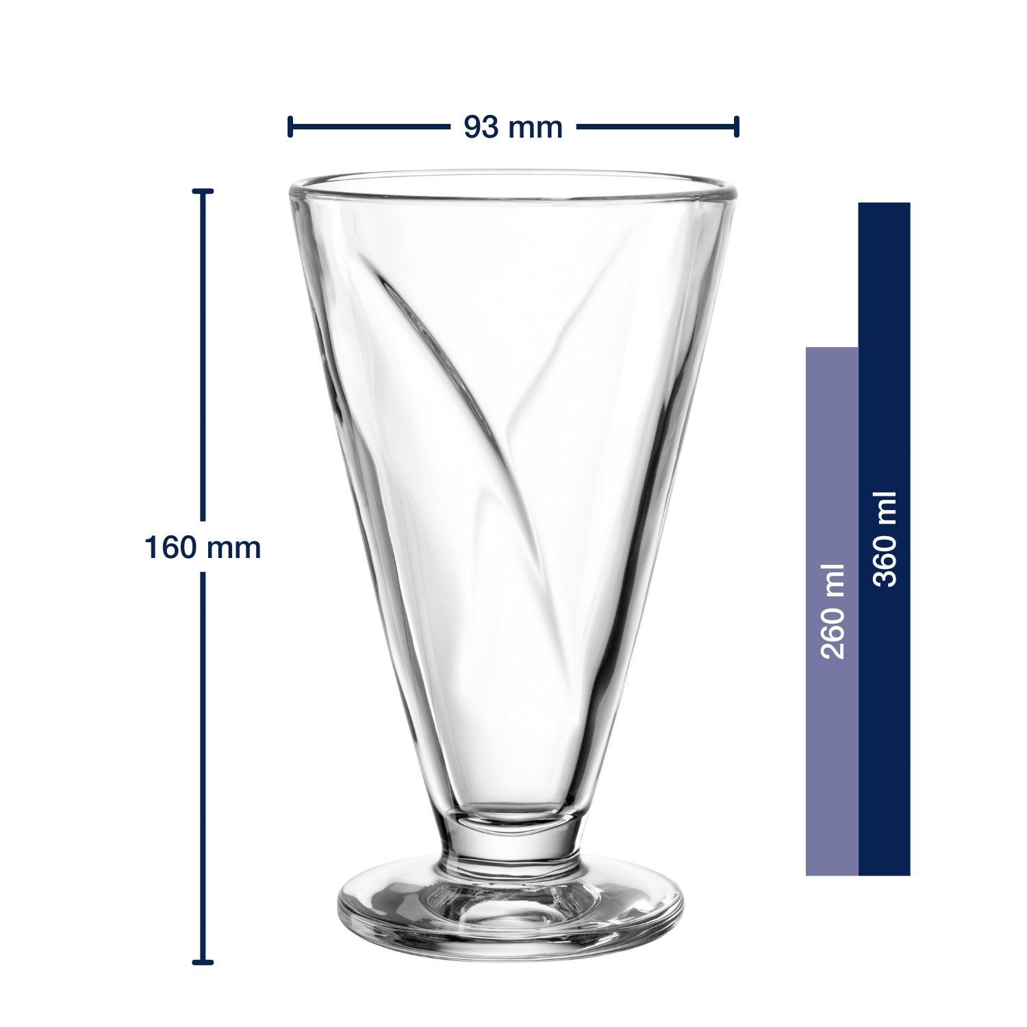 Massangaben zu Eisbecher aus Glas CONO 360 ml