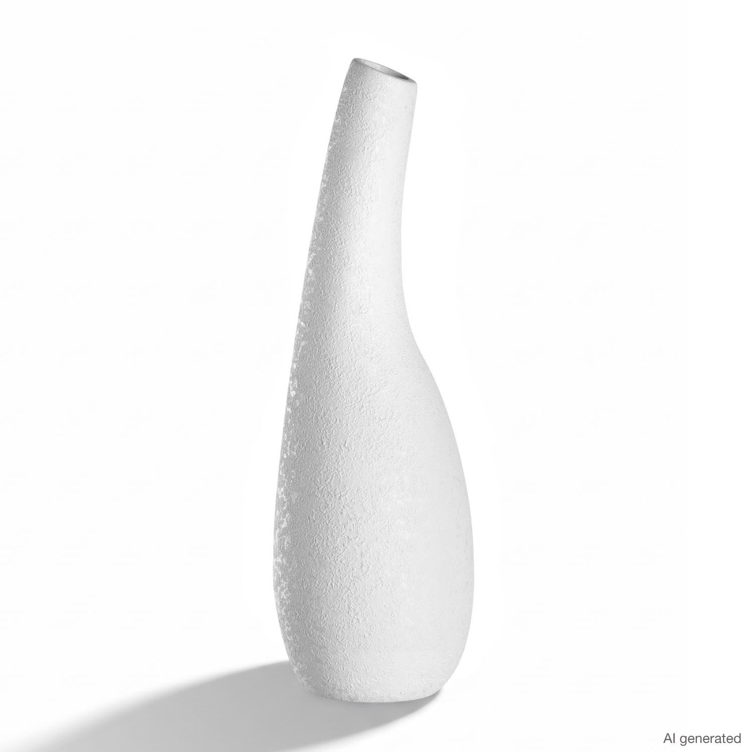 Keramikvase ARCO weiß, geschwungene Form, vor neutralem Hintergrund